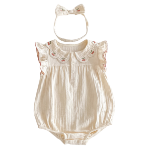 Korean Style Baby Girl Clothes Summer Thin Cute Princess Fashionable Baby Girl Romper Cotton Polyester Material No Sleeve