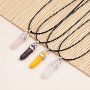 Obsidian Pendant Six-pointed Star Sweater Chain Natural Stone Clavicle Necklace for Men Women Aesthetic A
