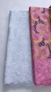 New Arrival African Swiss Voile Lace Fabric High Quality Cotton Lace Fabric With Stones For Nigerian Wedding Party Dress