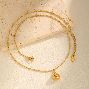 Kemstone สร้อยคอลูกปัดสเตนเลสหยดน้ำเครื่องประดับสำหรับผู้หญิงโทนสีทองแบบมินิมอล