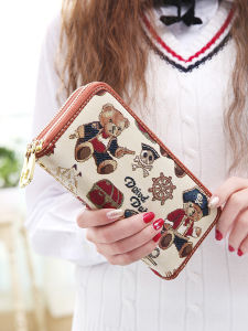 Fashionable Long Canvas Wallet for Women Large Capacity Zipper Closure Money Bag Korean Style Youth Summer Collection