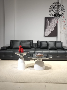 Bàn trà sofa bàn phòng khách bàn cafe đôi tròn kính WHITE BELL CLASSICON Chân thép inox nhập khẩu