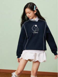 PUMA | Girl Sweet Style Contrast Color Long Sleeve Hoodie Round Neck