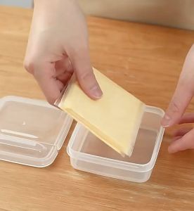 HAYYLIFE Kotak Tempat Penyimpanan Keju Slice Food Grade Storage Box - Flip Cover Cheese Slice And Butter Storage Box Isi 2 pcs HL-AGB792