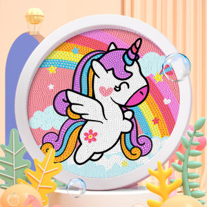 Round Frame Unicorn Diamond Painting Kitten Childrens Handmade Dinosaur Creative Diamond Stickers Tiger DIY Point Diamond Paint