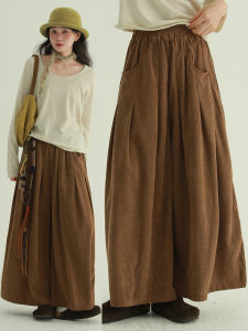 Rare Comfortable Corduroy Wide Leg Pants Artistic Vintage Casual Loose Fit Versatile Simple Leisure Trousers for Young Women