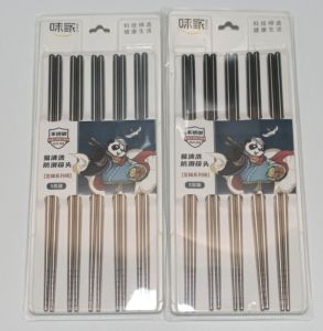 Vekoo 304 Stainless Steel Chopsticks Anti-Slip Anti-Mold round Heat Resistant Home Use Dining Utensils 5 Pairs Simple Design