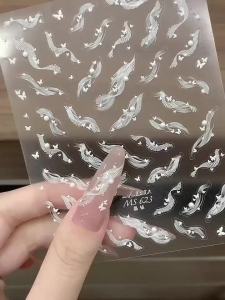 1 Sheets White Lace Ribbon With Pearl Nail Stickers Adhesive Nail Art Sticker Nail Art Decoration[ZYA][ZYA]