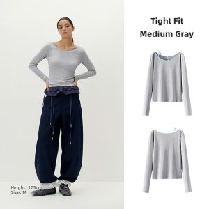 Semir | Close-fitting Color Block Asymmetric Short Sleeve Tshirt Women Autumn