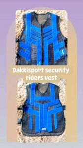 Dakki sport security riders vest blue mesh with reflective strips