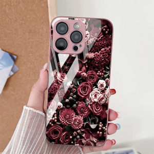 Tempered Glass Phone Case For Samsung Galaxy S26 Ultra Funda S25 S24 S23 Plus S22 S21 FE S20 FE Prtotective Lotus Cover Coque