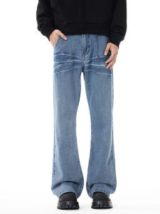 กางเกงยีนส์ทรงตรงหลวมๆ สไตล์อเมริกัน กางเกงขายาวทรงหลวมสำหรับผู้ชาย กางเกงยีนส์ทรงหลวมสำหรับคู่รัก ทรงลำลอง