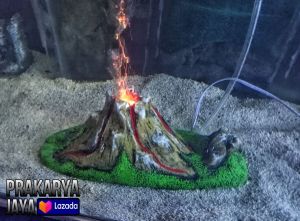 HIASAN AKUARIUM GUNUNG MERAPI SUDAH DI LENGKAPI CAHAYA L3D