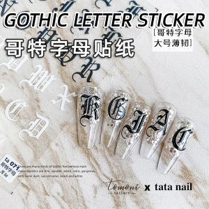 Japanese Nail Art Gothic Letters Gilding Roman Characters Stereo Golden Silver and Pink Relief Nail Sticker 3D Retro Hollow Stickers