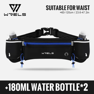 WRELS Running Waist Bag Comes With 2 Water Bottles For Jogging Marathon #W834