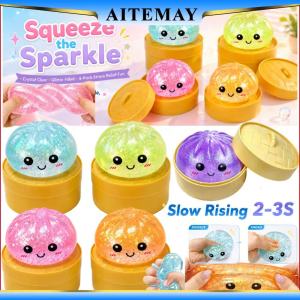 【Ship in 12H】 4PCS Sugar Glitter Dumpling Squishy Toys Sparkle Bun Slow Rebound Stress Relief Squeeze Ball Anxiety Relief Sensory Toy Aitemay