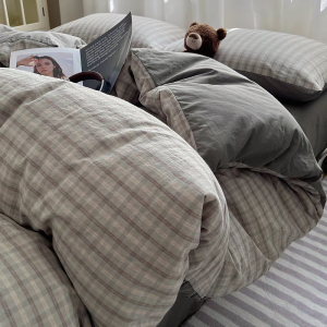 Summer Non-Cotton Pure Cotton Bedding Set 4-Piece 3-Piece Simple Style Student Dormitory Bedding Sheets Duvet Cover Pillowcases