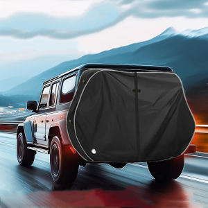 1pc Bike Cover for Transport 1-2 Bikes 600D Windproof Design Outdoor Storage with Reflective Strips & Lock Holes