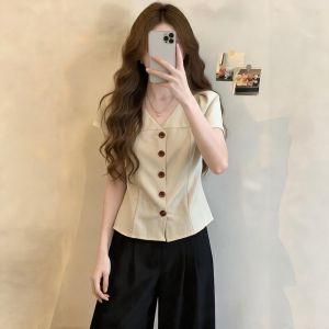 Áo Sơ Mi Cổ V Dáng Ôm Elegance Cho Phụ Nữ Plus Size