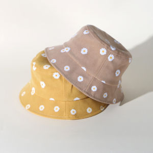 New Cute Daisy Pattern Kids Bucket Hat Flower Wide Brim Baby Boys Girls Sun Protection Fisherman Hat Children Beach Panama Caps