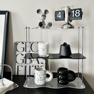 Luxurious Minimalist Acrylic Desktop Organizer Shelf Perfume Cosmetic Display Stand Transparent Multi-layer Cup Storage Rack