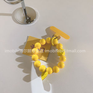 Korean Japanese Style Yellow Beads Pendant Short Mobile Phone Case Accessory Cute Bracelet with Clip for Camera Backpack Gifts