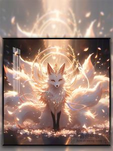 Cross Stitch Kit Nine-Tailed Fox Handmade Self-Stitch Living Room Dining Room Animal Healing Series Cotton Fabric Modern Simple Style