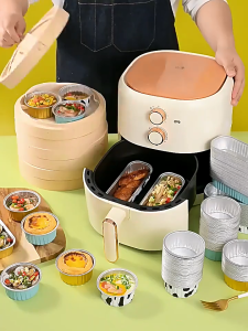 10Pcs Muffin Aluminum Foil Baking Cup with Lid Resistant Cake Container Bakewares