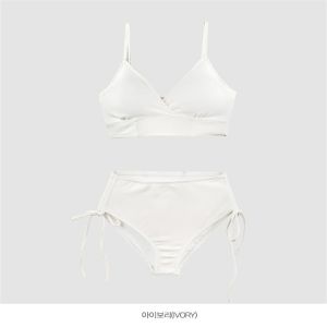 HAYOU | Bikini Điều Chỉnh V-Neck eo Cao Màu Đơn Giản Dành Cho Ngực Nhỏ