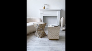 EcoHub Elegant Geometric Mosaic Pattern Coffee Table Small Diamond-Shaped Desk for Home Office