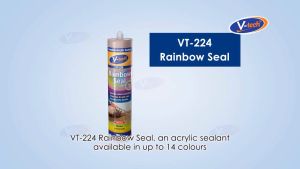 V-tech Rainbow Seal Sealant VT224 450gm Grey Brown Teak Acrylic Sealing Door Window Pintu Tingkap Tampal Lubang Metal PVC