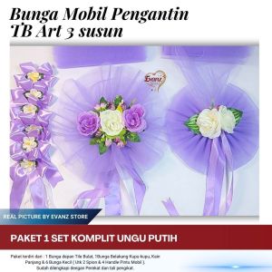 Bunga Mobil Pengantin 3 Art TB / Karangan Bunga Mobil Pernikahan/ Bouquet wedding / Bunga Hiasan Mobil Pernikahan