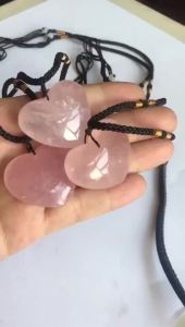 Tự Nhiên Thạch Anh Hồng Pha Lê Hồng Hình Trái Tim Mặt Dây Chuyền Vòng Cổ 35 Mm Đá Chữa Bệnh Trang Sức Bột Pha Lê Phụ Kiện