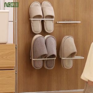 NACHUAN wall mounted slipper rack non-perforated paste wall hanging rack bathroom storage shoe rack