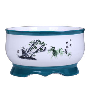 Large Size Ceramic Hydroponic Flower Pot Balcony Indoor Tulip Nymphaea Bowl Lotus Copper Money Grass Special Container Desktop No Hole