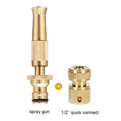 SCIMAKER Spray Nozzle Water Gun Brass High Pressure Direct Spray Sprinkler Quick Connector Home Garden Hose Adjustable Gun