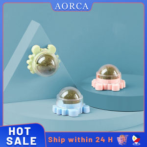 Cat Mint Cat Toy Rotatable Crab Design Edible Cat Snack Cat Therapy Toy Cat Molars Clean Teeth Pet Funny Toy Cat Interactive Ball Toy Fresh Breath Toy Cat Mint Sucker Wall Ball (Pink/Blue/Green)