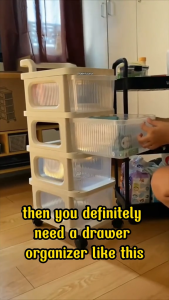 Multi-layer Storage Drawer Cart With Handle Bedroom Kitchen Grocery Trolley Cart Organizer