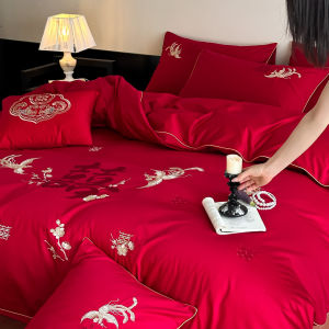 ZHIDING | Traditional Chinese Style Wedding Quilt Set Red