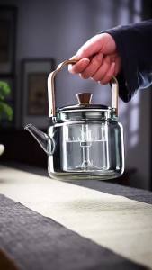 Smoky Gray Glass Multi-functional Tea Pot Heat Resistant and Steam-Boil Integration