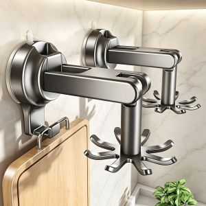 Rotatable Hook Suction Pad No Drilling Storage Rack