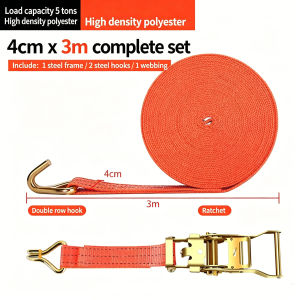Truck Rope Tightener Strapping Thickened Rope Wear-resistant 3M Strapping Tightener 4cm Ratchet Tie-down Thickened Cargo Fixing