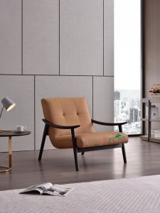 Italian Minimalist Single Person Sofa Chair Leisure Living Room Balcony Use Solid Wood Fabric Design High End Feel Home Furniture