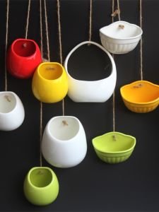 Succulent Wall-Hung Basin Hanging Basket Hanging Hanging Flower Pot Ceramic Chlorophytum Wall Hanging Indoor Creative Hydroponic Water Planting Green Plant Pot