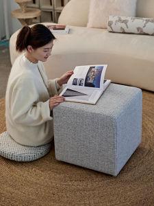 Cbhome Modern Square Stool Extra Large Bedroom Makeup Sofa Block Cushion Retro Fabric Adult Wooden Frame Quality Luxury