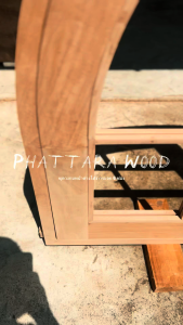 ชุดวงกบ+หน้าต่างคู่ โค้ง ไม้เนื้อแข็ง กรอบกระจก 6 ช่อง