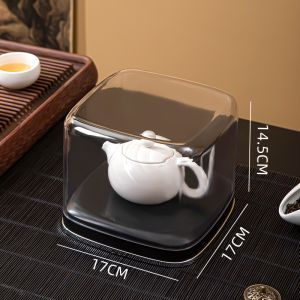 High-End Tea Set Storage Box Purple Clay Teapot Dust Cover Clear Waterproof Moisture Proof Tea Room Arrangement Display Box