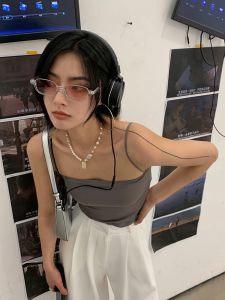 Rine Beauty สายเดี่ยว ซับใน มีฟองน้ำ ซับในทรงเกาะอก ผ้านิ่มเว่อ ไร้ขอบ ไร้โครง เกาะอก เสื้อสายฝอ earth tone color camisole with sponge