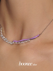 Boonee Alus Purple Drip Glaze Zircon Arc Necklace Womens Luxury Unique New Style Collarbone Chain Jewelry Accessory