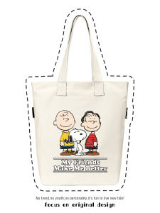 Snoopy Canvas Tote Bag Cartoon Japanese Style Student Womens Fashion Shoulder Handbag Charlie Brown Print Casual Backpack